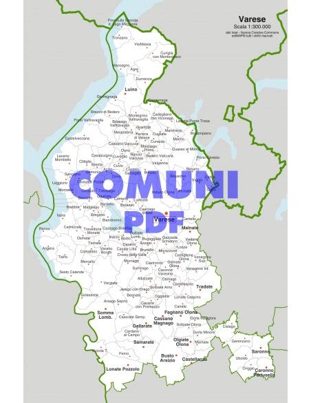 Mappa della provincia di Varese con evidenziati Busto Arsizio e Varese