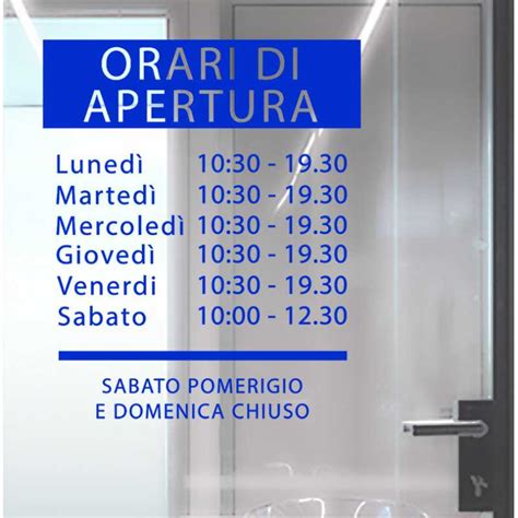 Segnaletica orari di apertura negozio