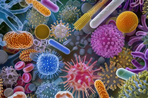 Microscope view of bacteria and viruses