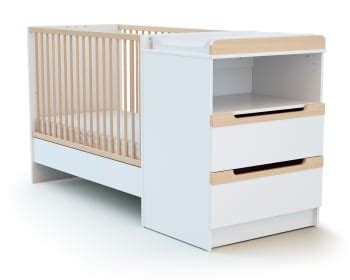 Lettino con fasciatoio in legno bianco