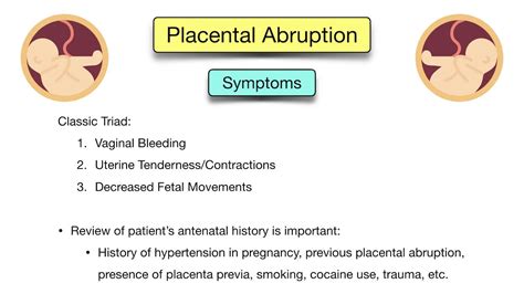 Symptoms of placental abruption infographic