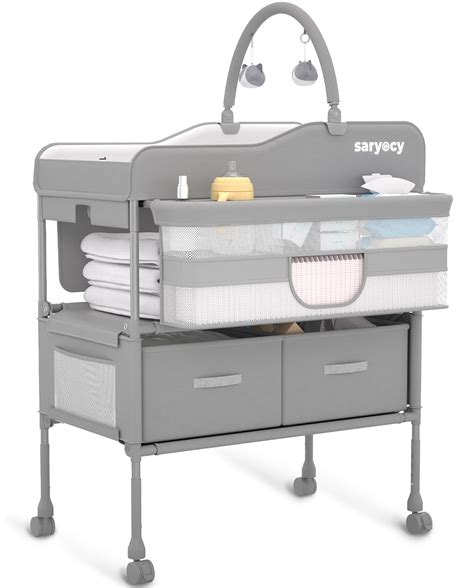 Diagram showing safety features of a baby changing table