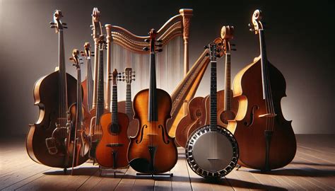 Una selezione di strumenti musicali classici posizionati in una nursery moderna