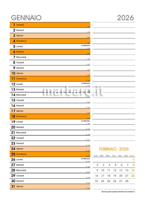 calendario con focus su 14 giorni