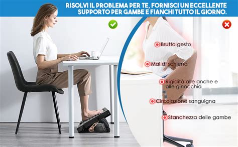 Donna incinta seduta correttamente alla scrivania con poggiapiedi