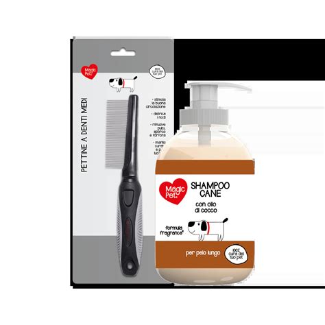 kit di spazzole e shampoo specifici per cani a pelo lungo