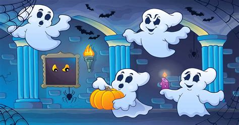 Bambini vestiti da fantasmi e streghe che ridono