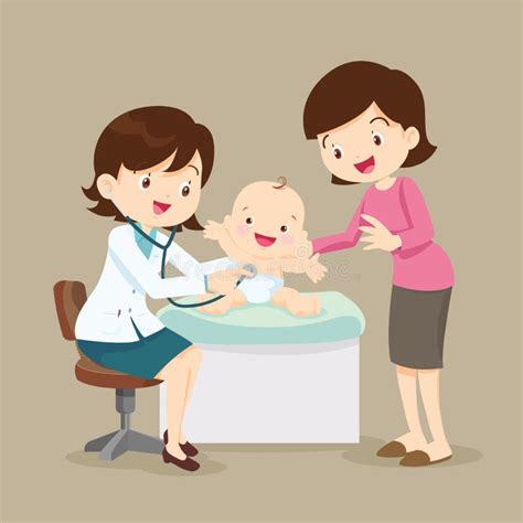 illustrazione pediatra che visita un neonato