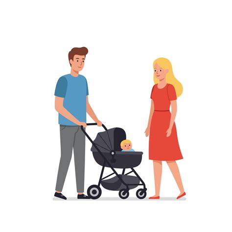 Parents happily interacting with their baby in a trio stroller