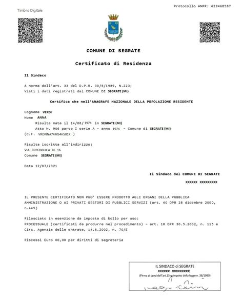 documenti di residenza e cittadinanza