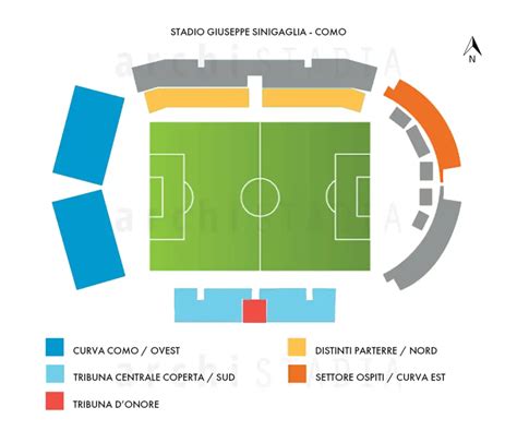 Mappa schematica dello stadio con indicazione dei servizi