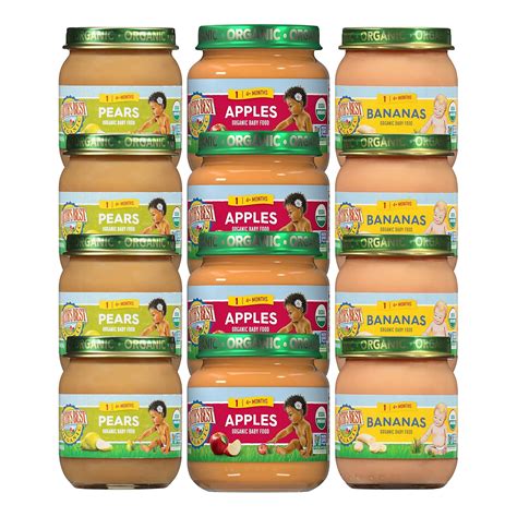 Variety of baby food jars and purees