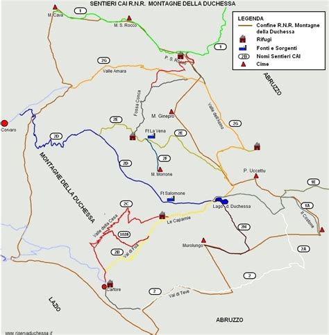Mappa schematica dei sentieri principali e dei punti di accesso al parco