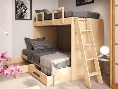 Esempio di letto a castello con cassetti integrati