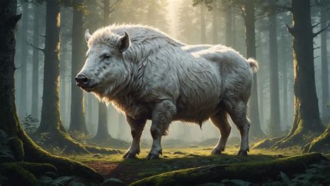 rappresentazione stilizzata di un cinghiale bianco in un contesto celtico o esoterico