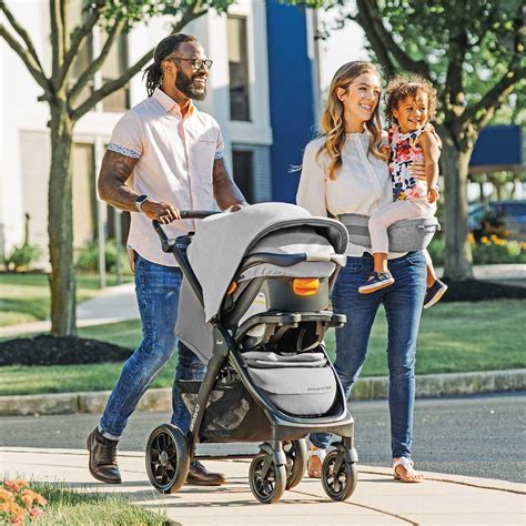 Family traveling with stroller