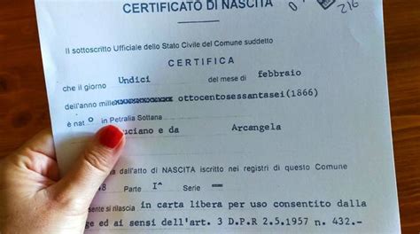 Il certificato di nascita di Noa Alexander