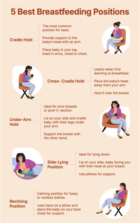 Infographic showing various breastfeeding positions