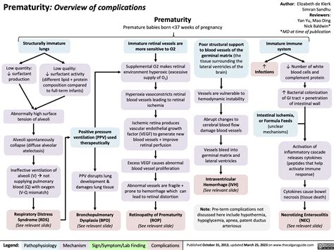 Infographic summarizing common complications of prematurity