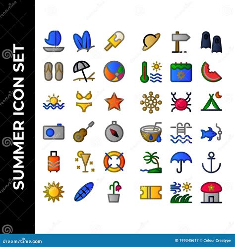 collage di icone estive: sole, conchiglie, gelati, barche a vela, occhiali da sole