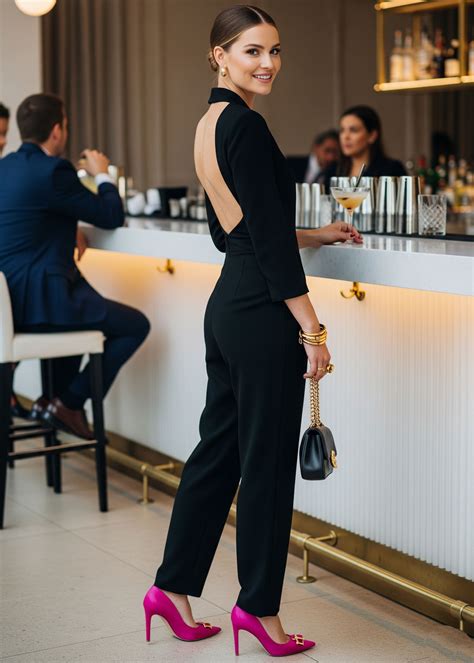 Jumpsuit nera schiena scoperta per un look seducente