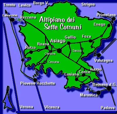 Mappa dell'Altopiano dei Sette Comuni
