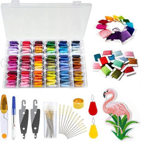 kit completo per ricamo a punto croce con filati colorati