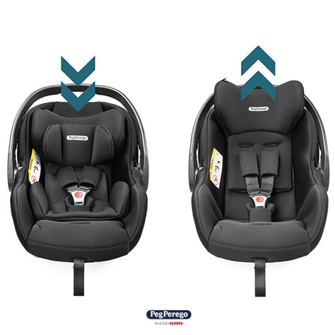 Dettaglio del poggiatesta regolabile e della seduta imbottita del Peg Perego Primo Viaggio 360 Evo.