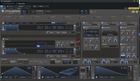 interfaccia software di produzione audio moderna con onde sonore e filtri attivi