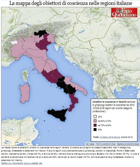Infografica sulla distribuzione geografica degli obiettori di coscienza in Abruzzo