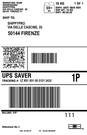 etichetta di spedizione con codice tracciabile