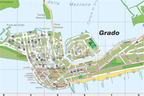 Mappa di Grado con indicazione di campeggi