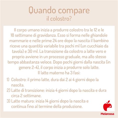 Grafico che mostra le fasi del latte materno: colostro, latte di transizione, latte maturo
