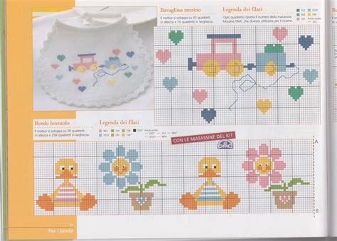 Vari design e schemi di bavaglini a punto croce