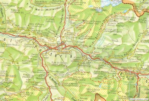 Mappa della Valle Aurina e Val Pusteria con i principali punti di interesse