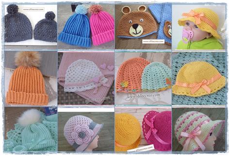 vari esempi di cappellini finiti con diverse decorazioni e colori