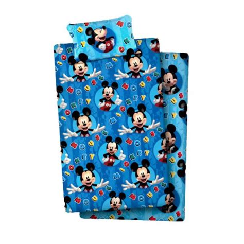 completo lenzuola neonato con disegno Topolino Baby in blu e azzurro