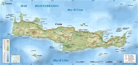 Mappa dell'antica Creta con focus su Cnosso