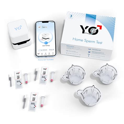 Illustrazione del dispositivo YO Home Sperm Test collegato a uno smartphone