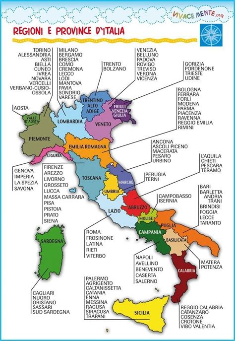 Mappa delle regioni che usano 