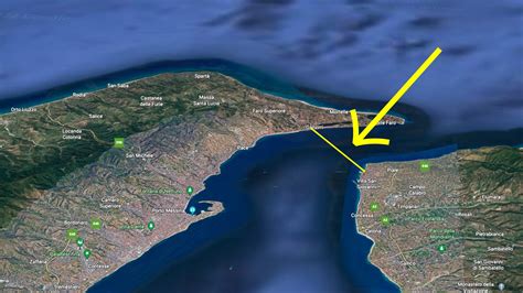 Mappa dello Stretto di Messina con il tracciato del ponte