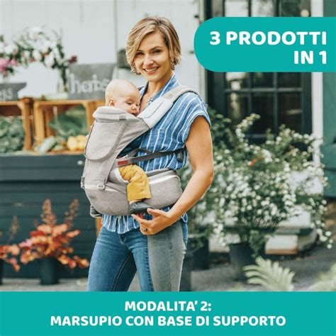 Bambino in posizione ergonomica a M all'interno di un marsupio Chicco