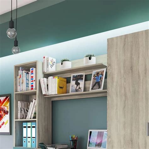 Set di mobili cameretta Serena Gihome con finiture rovere e verde pastello