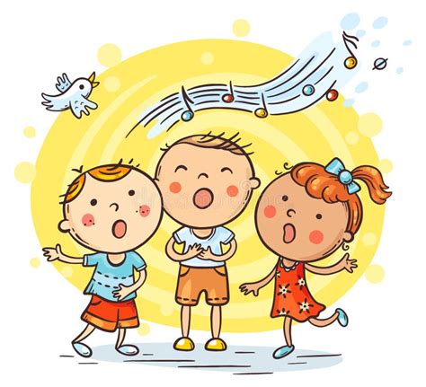 bambini che cantano filastrocche insieme in un ambiente colorato
