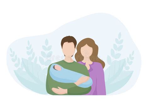 Illustrazione di una famiglia con un neonato e simboli di denaro