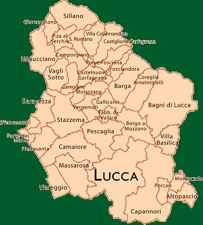 Mappa della provincia di Lucca con Altopascio e Antraccoli