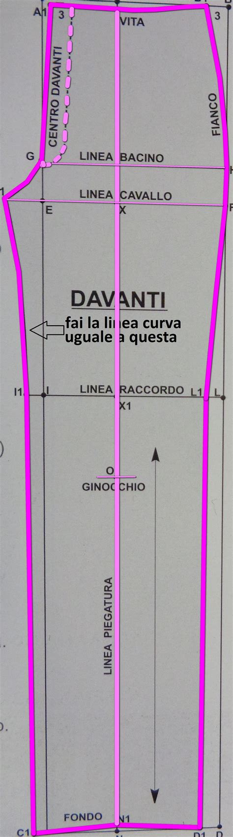 Schema di taglio e cucitura per tutina da pantalone
