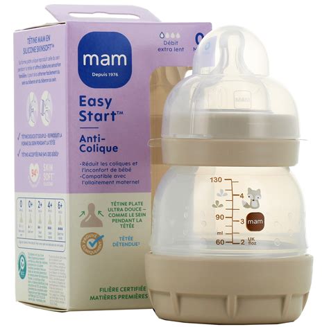 Diagramma del biberon MAM Easy Start Anti-Colic che mostra la base ventilata e la tettarella