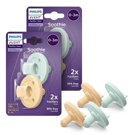illustrazione di vari modelli di ciucci Philips Avent su una superficie neutra