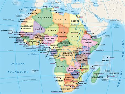 Mappa del continente africano con evidenziata la regione dell'Africa australe e la Rift Valley